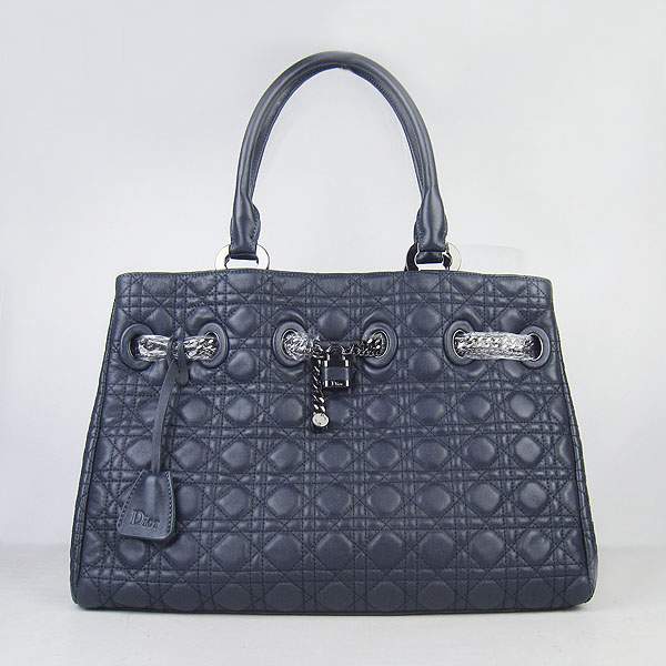 Christian Dior 1833 Quilted Lambskin Handbag-Dark Blue